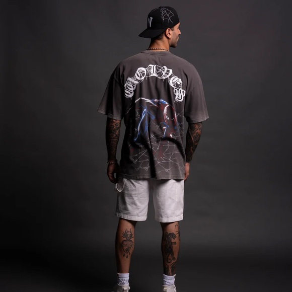 SPIDER-MAN'S WEB "PREMIUM" OVERSIZED TEE. Wolf gray. - Picture 3 of 6